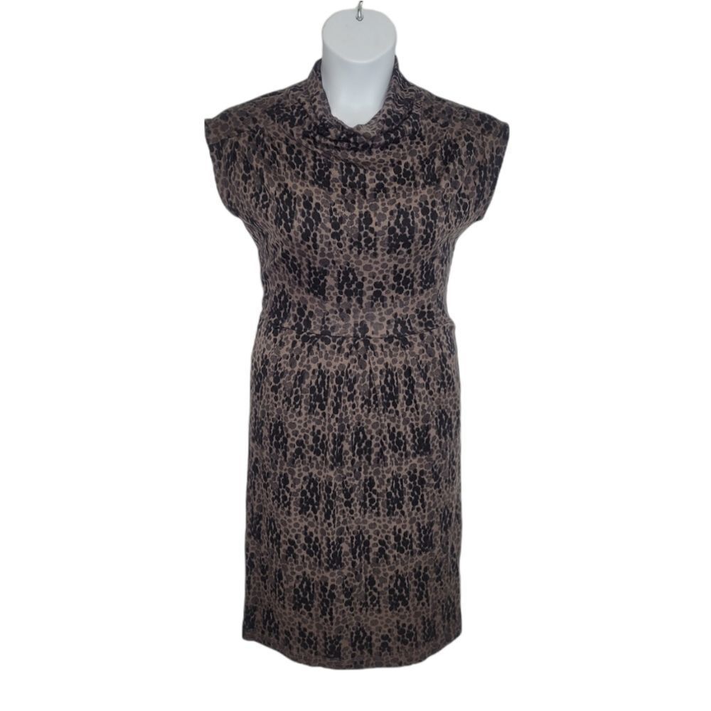NEW Banana Republic animal print wool blend cowl‎ neck dress S